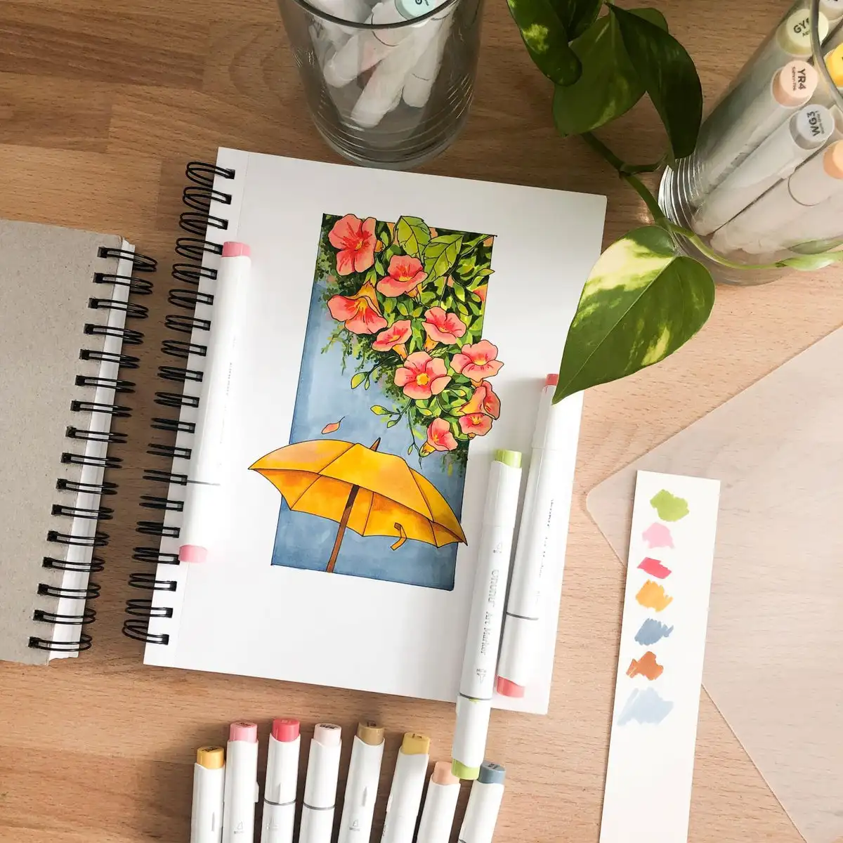 Ohuhu Spiral Bound Marker Pad for Alcohol Markers Art Sketchbook Watercolor Paper Pad Drawing Notebook for Markers School Gift