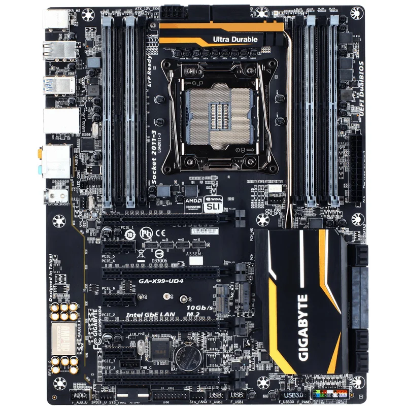 Used Gigabyte GA-X99-UD4, X99, QuadDDR4-2133, SATA Express, SATA3, RAID, ATX Motherboard