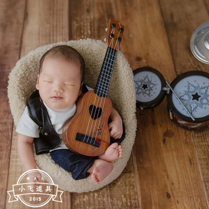 Handsome rock suit leather jacket Harlan pants clothes newborn photography props baby studio 아기 코스프레  신생아  baby boy outfit