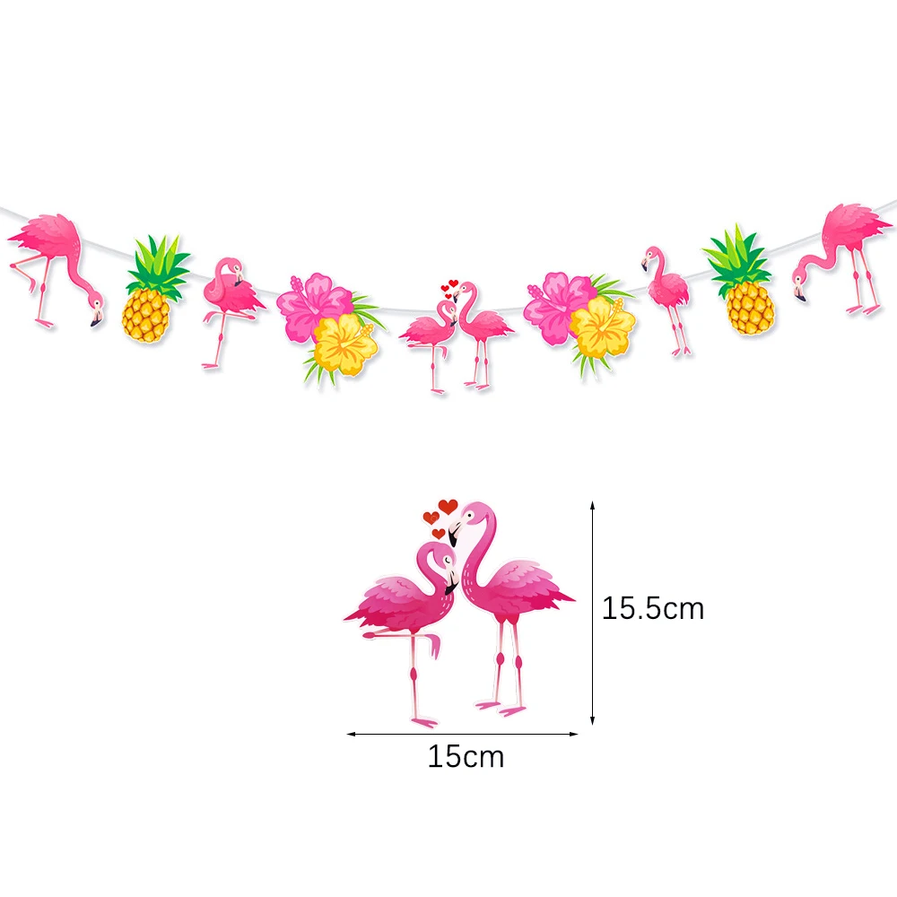 Hawaii-Party Banner Dekoration Foto-Requisiten Hängende Banner Sommer-Party Flamingo Ananas Papierbrillen Tropische Hawaiianische Party – Detail 3
