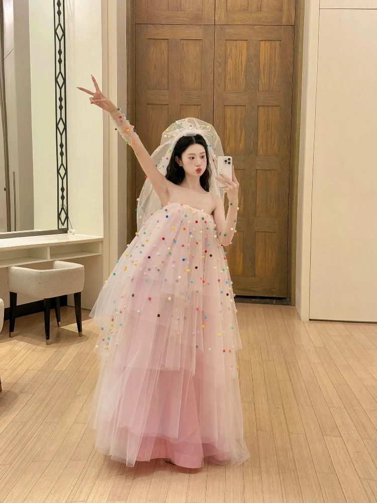 

Sweet Morning Bride Robe Women's Sle Rainbow Sugar Birthday Par Small Dr Polyester Fiber High Waist Ball Gown Wedding ...