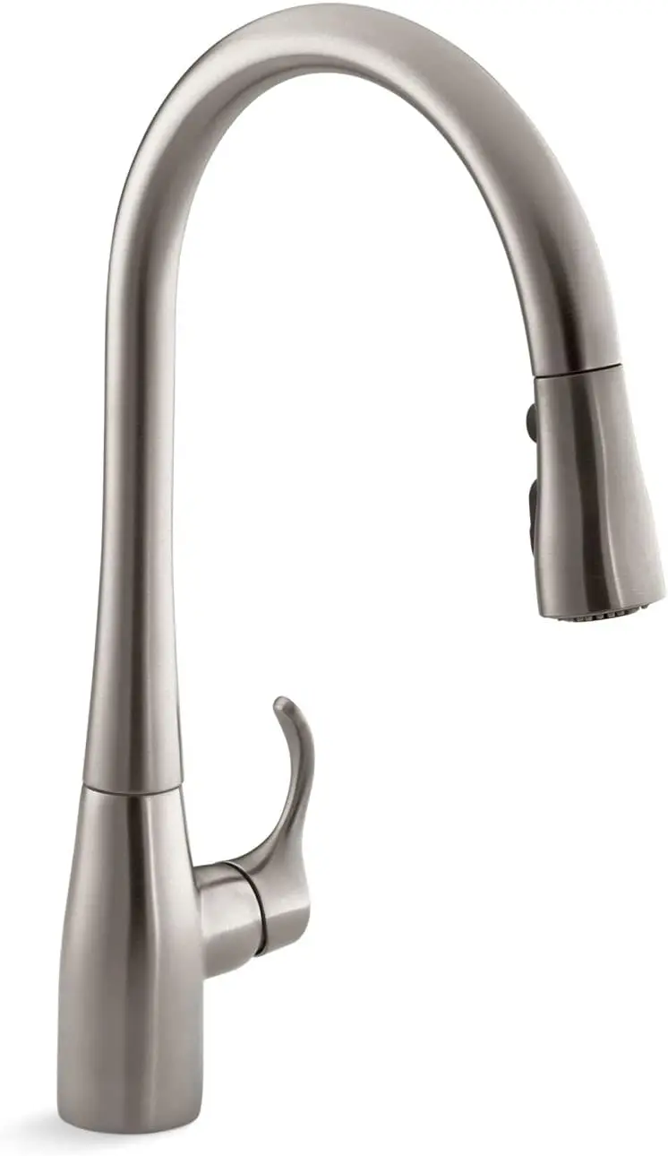 Keran dapur sederhana, 596-VS Simplice Pull Down, 3-Spray Faucet, keran wastafel dapur dengan Pull Down Sprayer, Stainless cerah