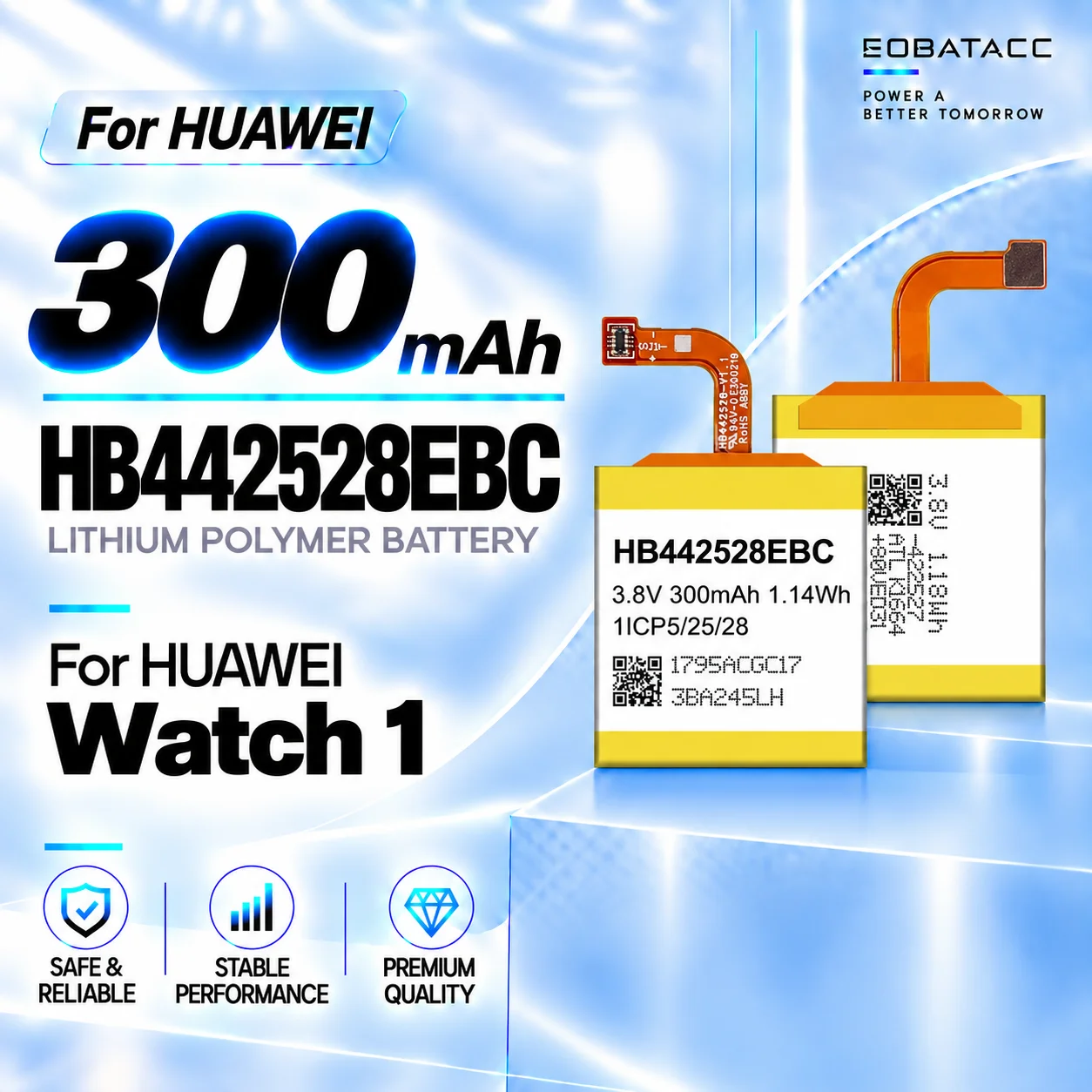 New HB442528EBC 300mAh Replacement Battery For HUAWEI Watch 1 Smartwatch Long-lasting +Free Tools