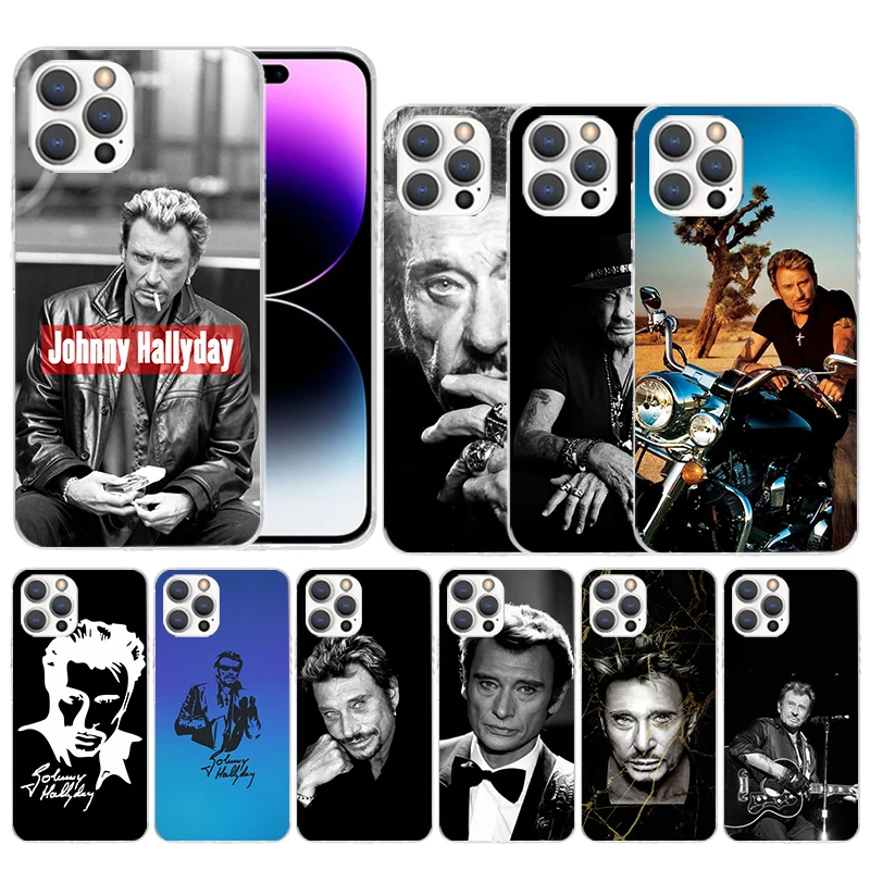 Johnny Hallyday Music Soft Cover for iPhone 15 14 13 12 Mini 11 Pro Max Print Phone Case X XS XR 7 Plus 8 + SE Pattern Coque