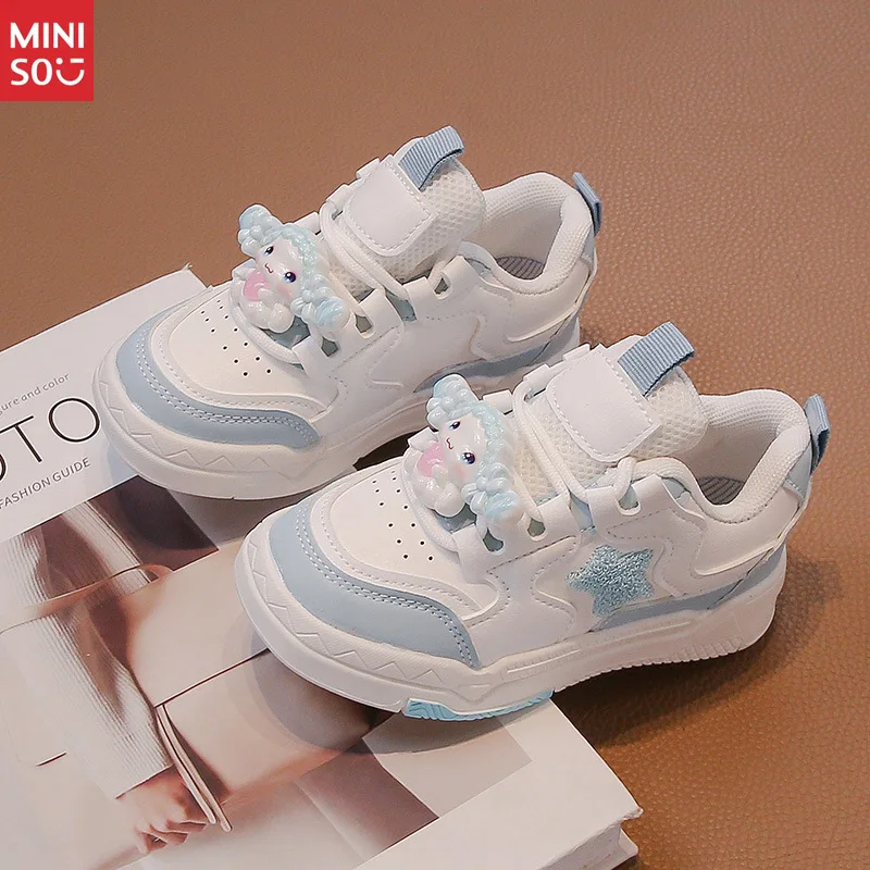

Miniso 2025 г., парусиновая обувь Cinnamoroll для девочек на шнуровке, весенне-осенние повседневные кроссовки с героями мультфильмов, универсальная мода