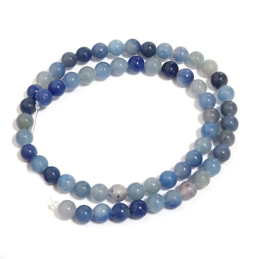 1 Strand Natural Blue Aventurine Stone Beads Round Smooth Stone Bead for Jewelry Making DIY Earring Bracelet Necklace Material image 6