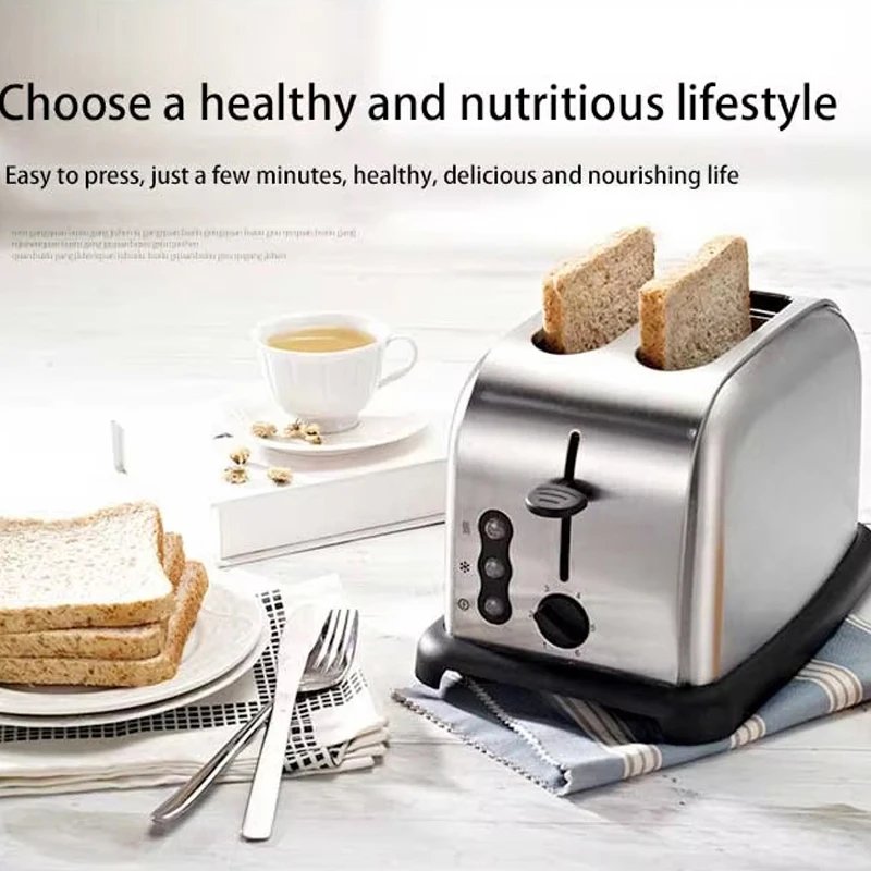 PBOBP Toaster Full Stainless Steel Toaster 4Slice Long Extra-Wide Slots with Removable Tray Cancel/Defrost/Reheat Functions