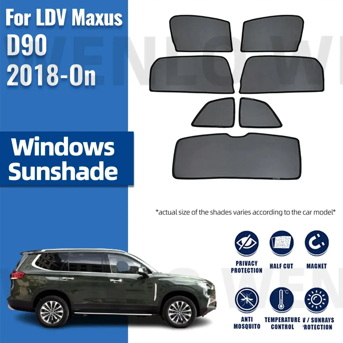 

For LDV Maxus D90 2018 2019 2020 2021 2022 2023 Car Sunshade Magnetic Front Windshield Curtain Rear Side Window Sun Shade Visor