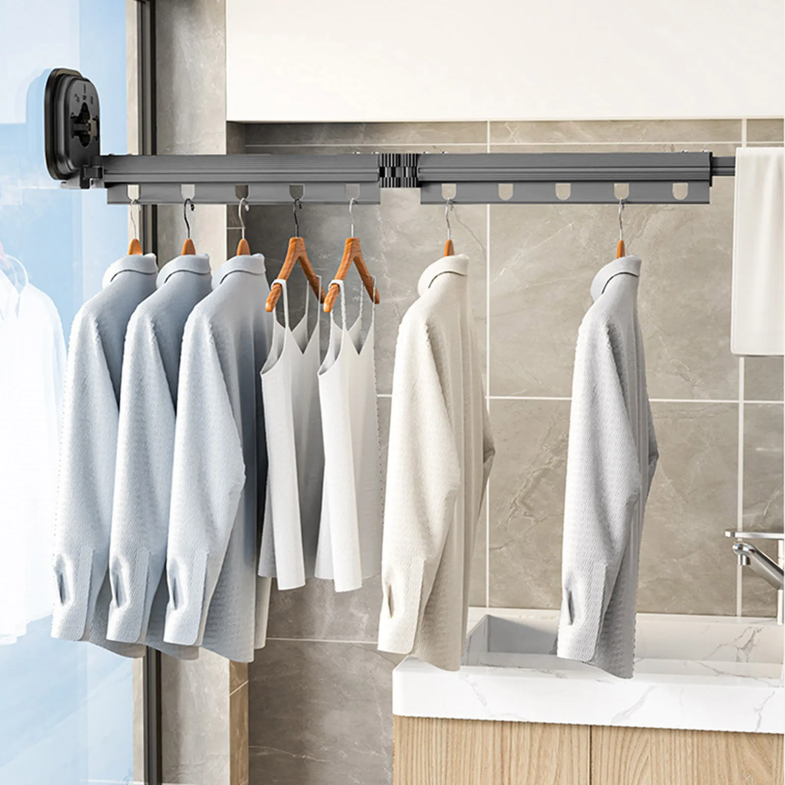 Household Clothing Drying Rack Wall Mount Laundry Drying Rack for Drying Towels Baby Clothes Bras