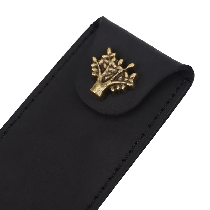 2X Genuine Leather Pen Pouch Holder Single Pencil Bag Pen Case With Snap Button For Rollerball Fountain Ballpoint Pen
