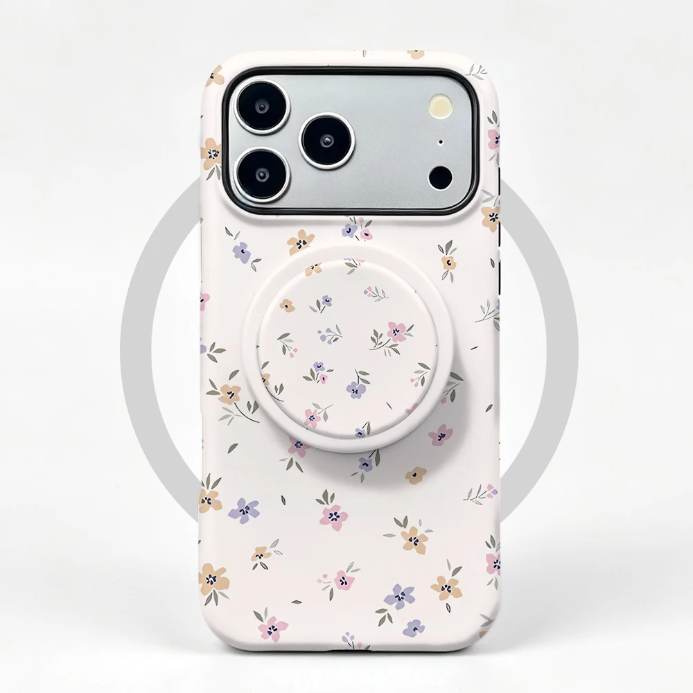 Magnetic Phone Holder Case For Vivo X300 X200 X100 X90 Pro Ultra Mini Cute Floral Print 2 in 1 Film Shell Bumper Cover