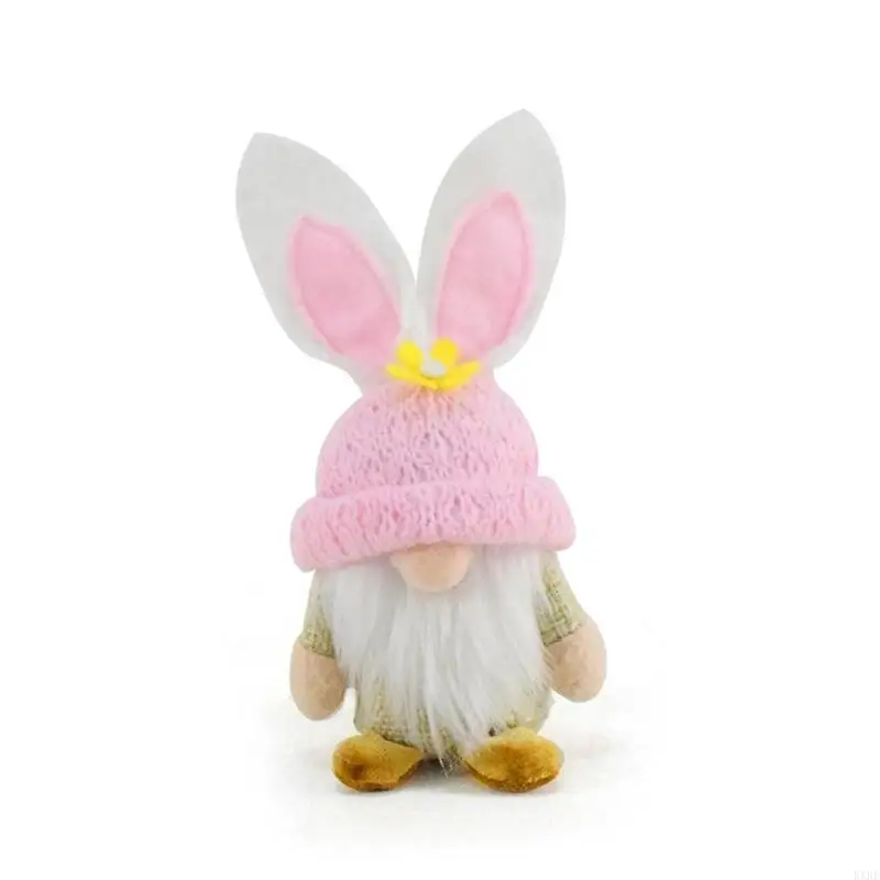 Bộ 2 Easters Bunnies Ear Gnomes Búp bê sang trọng cho nhà và bàn tiệc phân tử kxre
