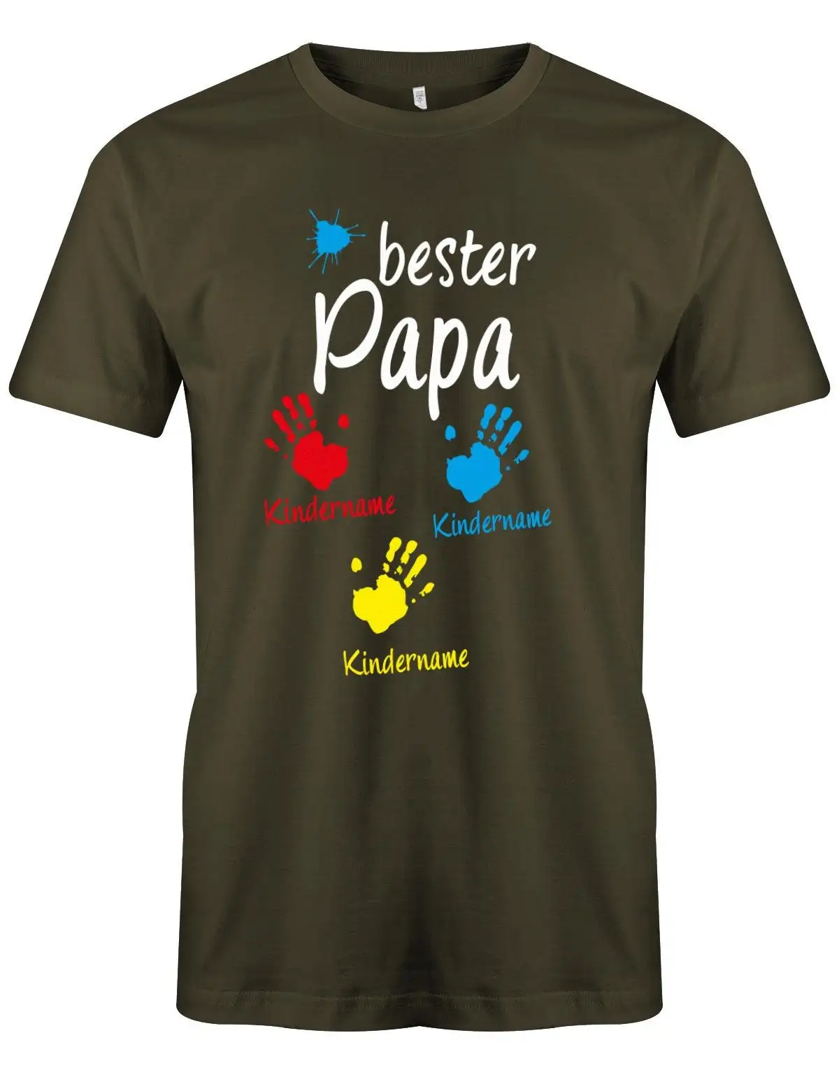 Papa T Shirt Personalisiert Bester Farbklecks Kinder 3 Handabdruck Wunschname Mit Namen Geschenkidee Für