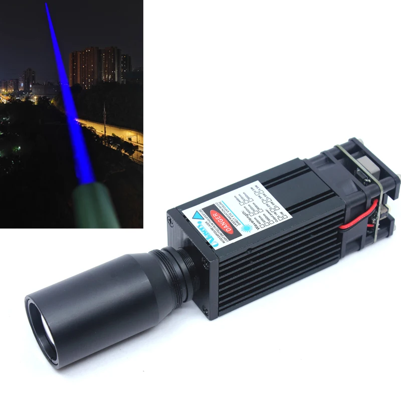 OXLasers 10W 450NM Fat Beam Blue Laser Module with Beam Expander 12V PWM Lab Lasers