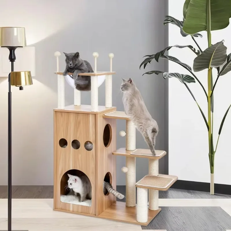 

Modern Tall Indoor Cat Tree Heavy Duty Sisal Scratching Post Furniture Cute Kitty Condo Ramp Classic Christmas for Large Cats
