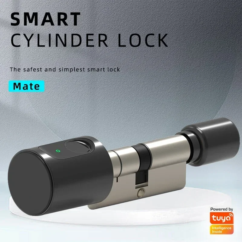 Smart Cylinders Lock Tuya 70mm Electronic Bluetooth APP Remote Biometric Fingerprint Lock Anti Theft Security Home Door Lock