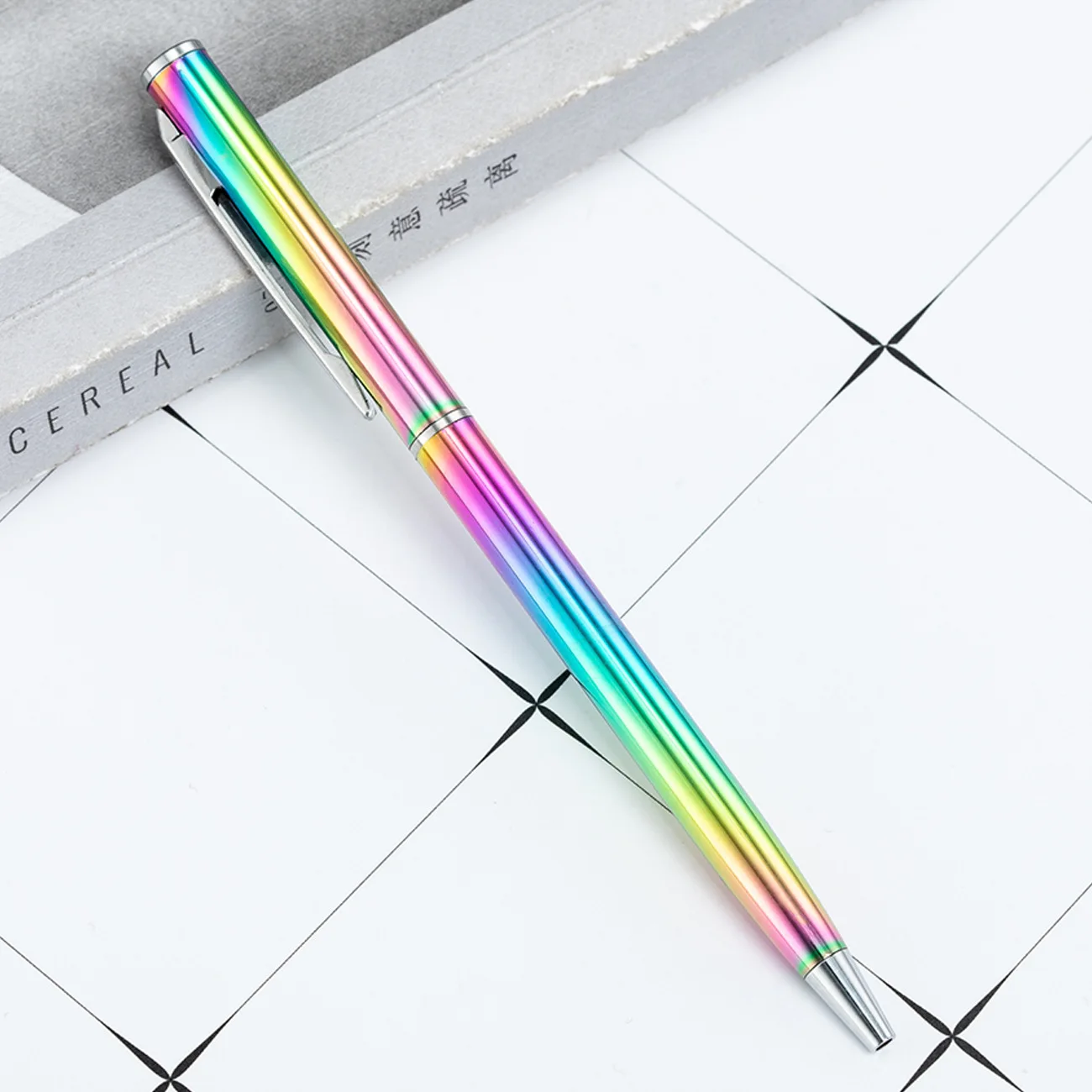 20PCS Customize Creative Touch Rainbow Gradient Metal Ball Pen Stationery Ballpoint Pen Automatic Refillable Ballpen