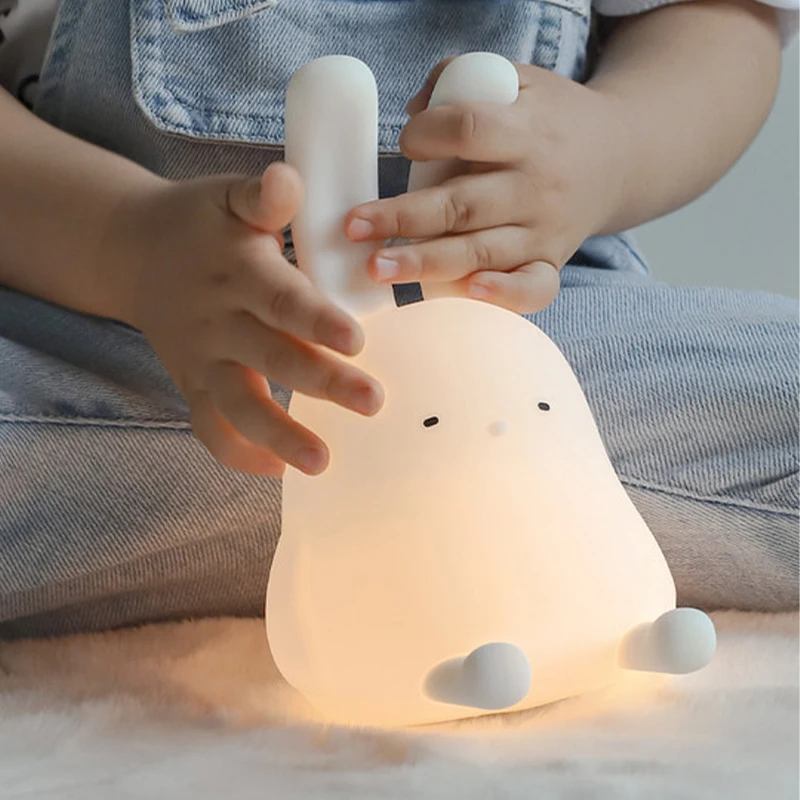 Led usb Sensor Tocha luminária Luz de ambiente de conejo para niños, lámpara de sincronización Led regulable, luz nocturna suave para bebé, regalo de novia, luces nocturnas para niños, decoración de habitación