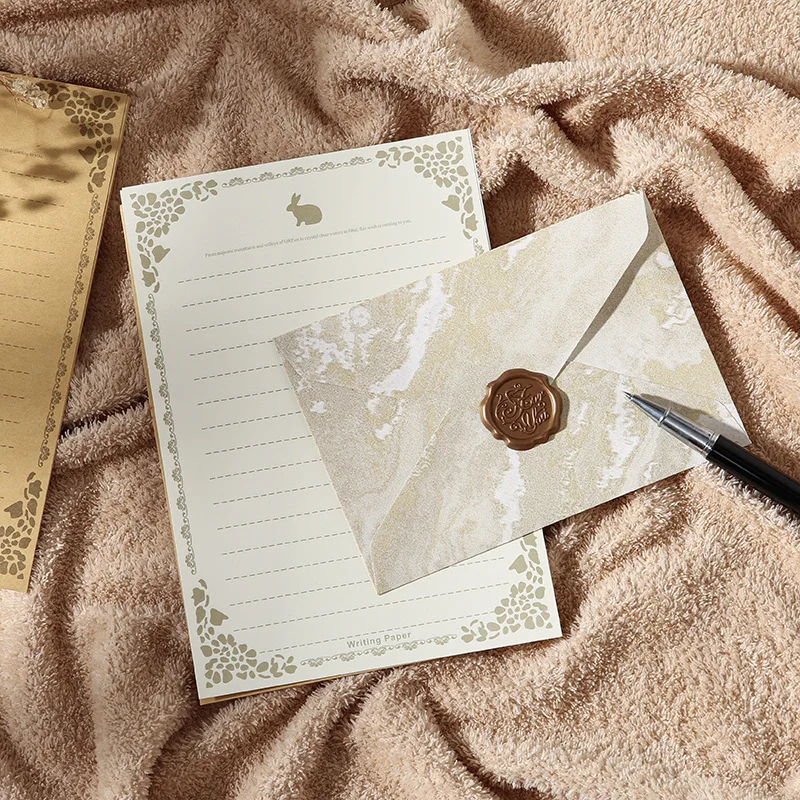 gilding Valentine's Day Envelope Letter Set Embossed Texture Handwritten Love Letter Lacquer Envelope