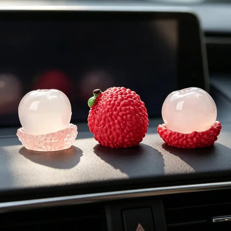 2/6pcs Simulating Lychee Car Personalized and Creative Cartoon Decorations on The Center Console  Auto Interior Decorations