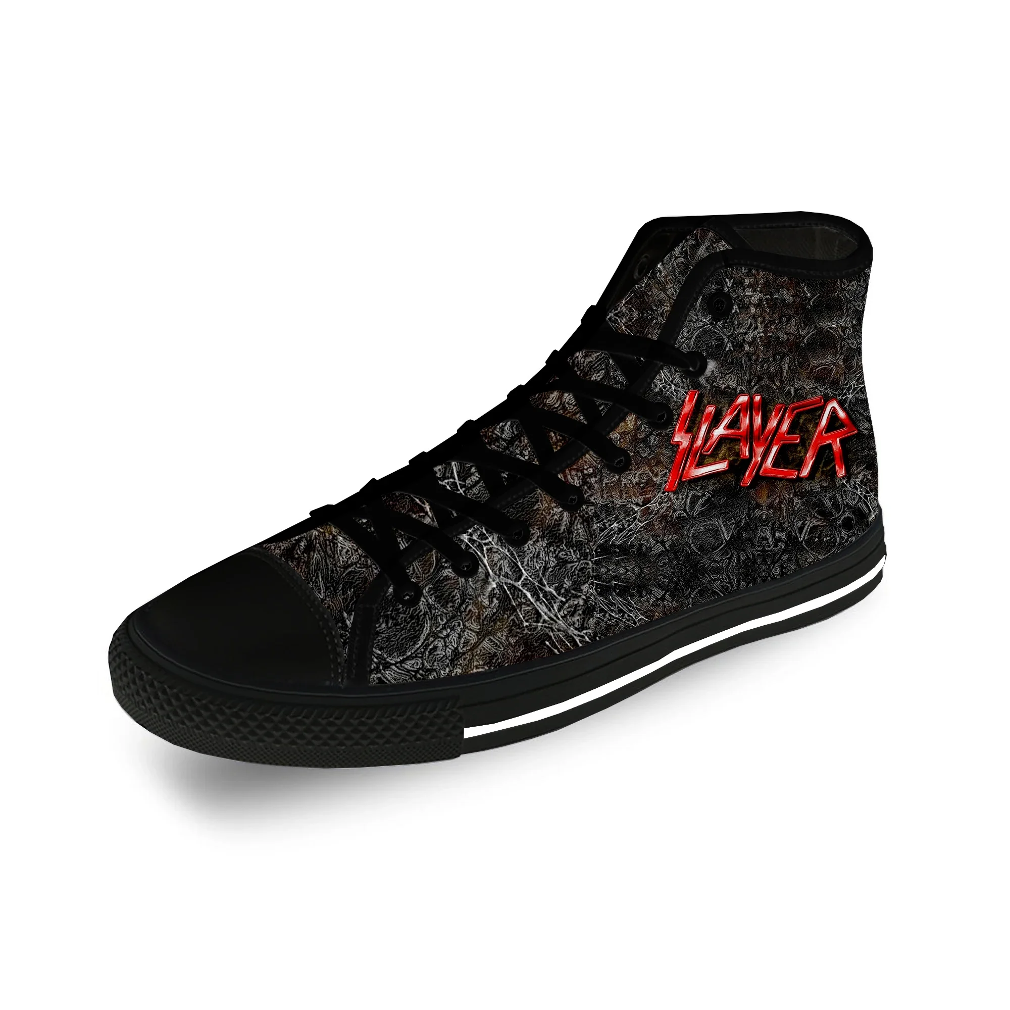 

Slayer Heavy Metal Rock Band Horror Scary Casual Cloth 3D Print High Top Canvas Fashion Shoes Men Women Breathable Sneakers