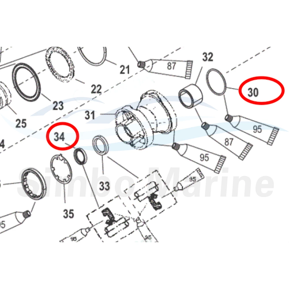 Mercury  L4, L6 & V6 (65-225 HP)  Lower Gearcase Seal Kit 2-STROKE 26-76868 26-12224 25-896524 8M0058390