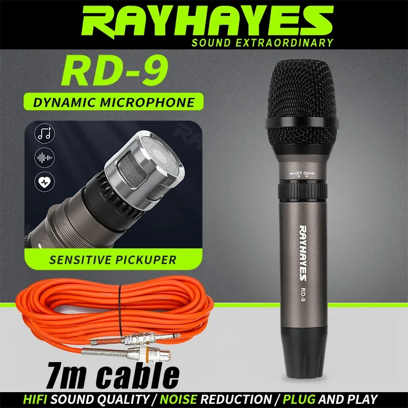 

RAYHAYES RD-9 Professional Wired Microphone Supercardioid Pitch All-Metal Comes with 7-Meter Cable