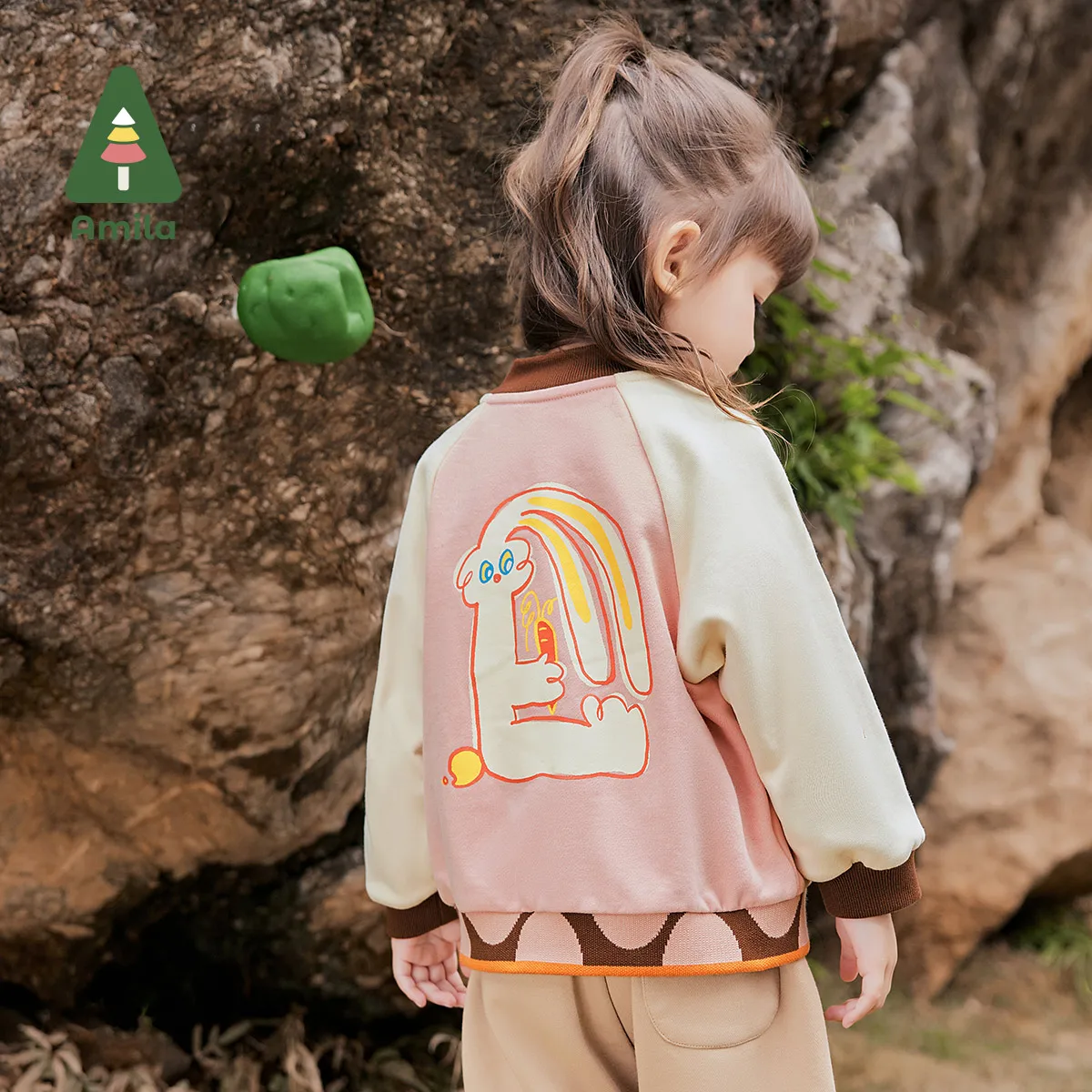 Amial Baby Baseball Jacket 2024 Autumn New Boys And Girls Contrast Color Cloud Cotton Skin-Friendly Splicing Children‘s Jacket