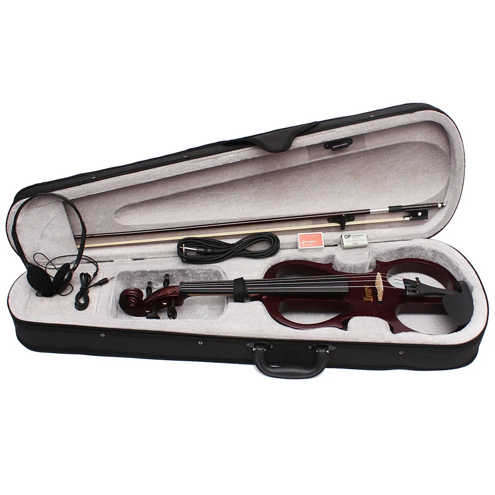 IRIN 4/4 Violin Maple Body Silent Electric Violin With Bow Case Headphone Cable Shoulder Rest Aluminium Alloy Accessories