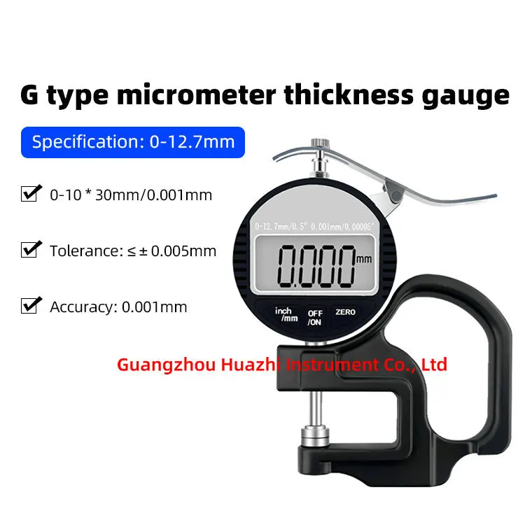 Digital Thickness Gauge 0.001mm-12.7mm Thickness Meter with LCD Display Paper copper wire plastic film