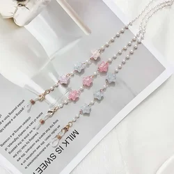 New Trendy Star Pearl Bead Reading Glasses Chain Lanyard Jewelry for Women Fashion Droplet Shaped Crystal Mask Holder Neck Rope