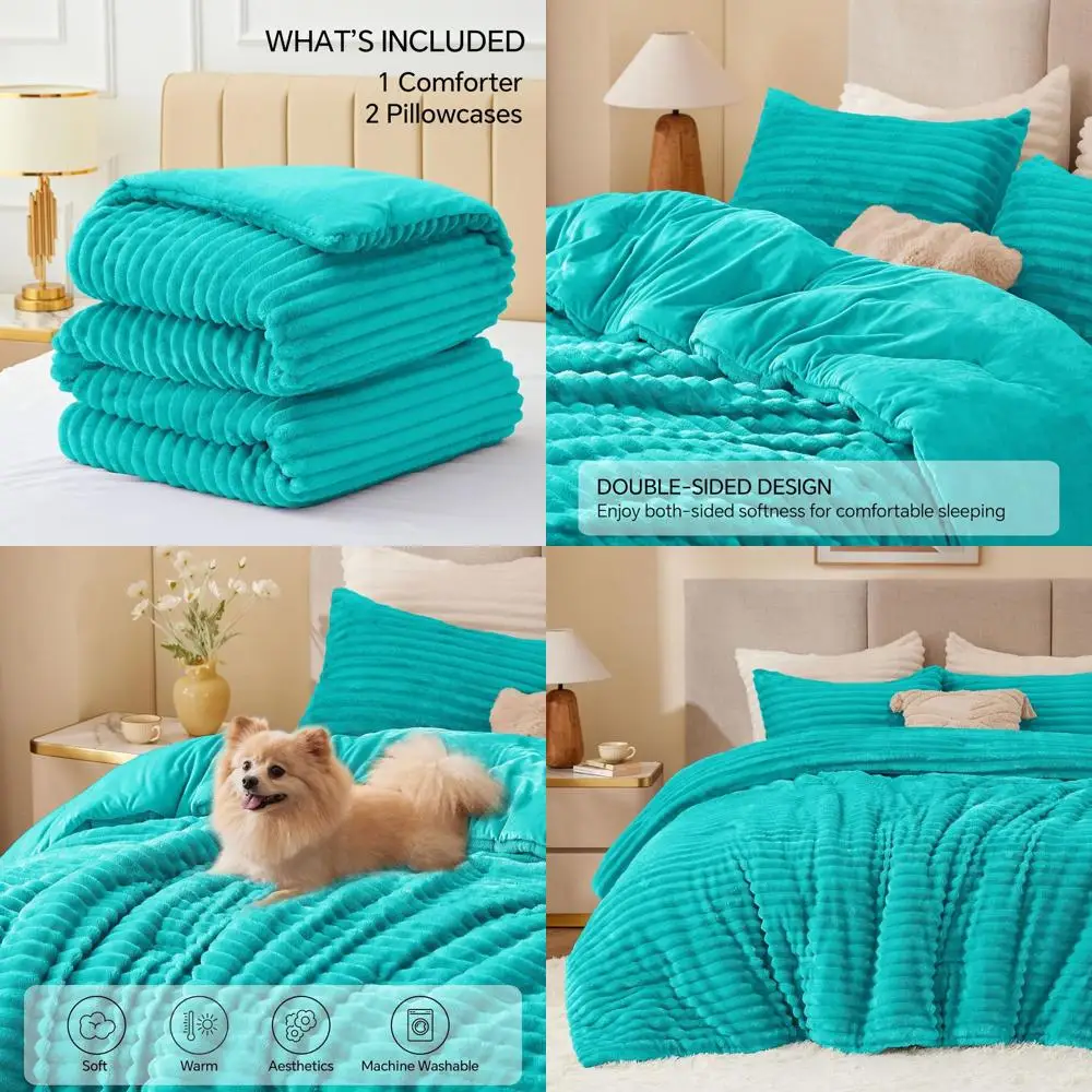 

Супермягкий и теплый комплект постельного белья цвета бирюзовый, роскошное уютное теплое постельное белье для зимы с 2 наволочками