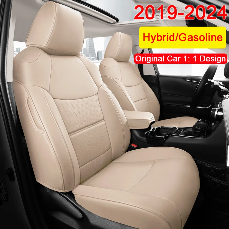 Custom Car Seat Covers For Toyota RAV4 2019 2020 2021 2022 2023 2024 Waterproof Leather Seat Cushion Full Set Protective Cover