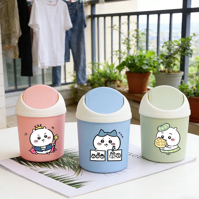 new Chiikawas Mini Desktop Bin Cute cartoon Female Small Trash Can Bedroom Trash Can Garbage Cans Clean Home Desk Home Gift 2026