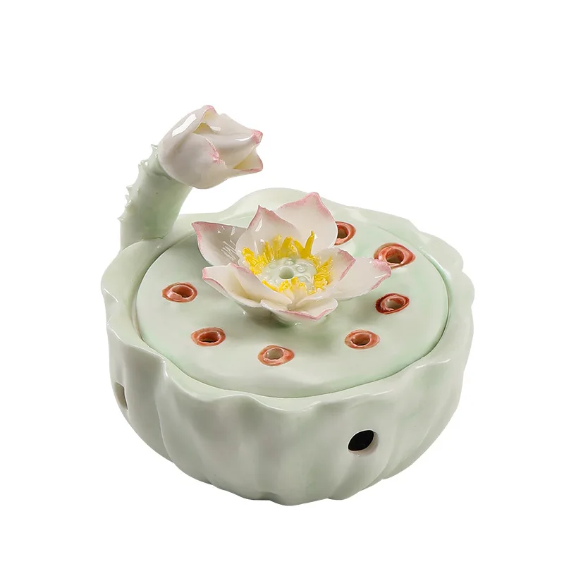 

Ceramic hand-squeezed flower small incense burner, household indoor aromatherapy burner