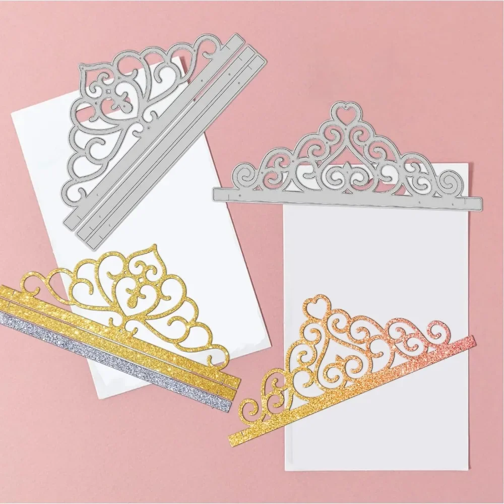 3pcs Princess Crown Cutting Dies Beautiful Crown Embossing Stencil Carbon Steel Crafting Die Cut for Card Making Scrapbooking