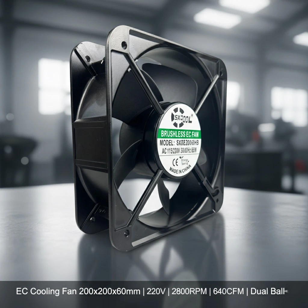 

EC 200x200x60mm 200mm 20cm Energy-Saving Cooling Fan 220V 2800RPM 640CFM Metal Frame Dual Ball Bearing High Airflow