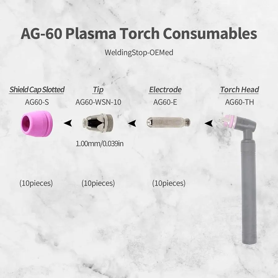 プラズマ消耗品キット Primeweld CUT50 CUT50DP CT520 CT520DP プラズマカッター AG60 トーチ 1.0mm .040 チップ用