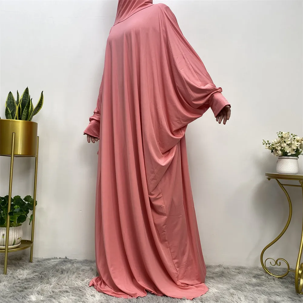 Women Islamic Abayas Hooded Abaya Ramadan Prayer Garment Loose Maxi Dress Muslim Dubai Robe Kaftan Batwing Sleeve Burqa Abayas