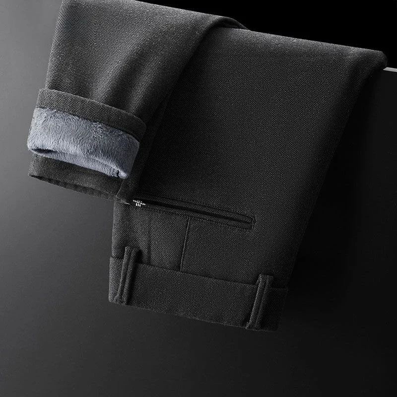 الدافئة الصوف الشتاء الرجال سراويل تقليدية القطن سليم مستقيم سميكة موضة مستقيم بنطلون المخملية الحرارية السراويل ماركة الملابس #3