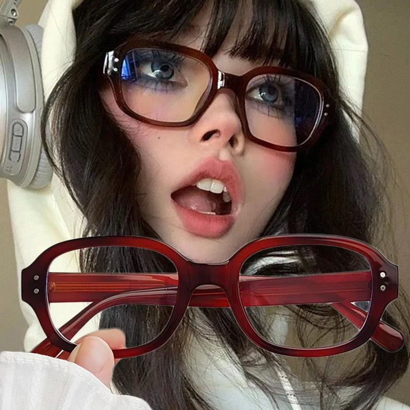 Vintage Fashion Computer Glasses Frame Women Men Anti Blue Light Red Square Eyewear Blocking Glasses Optical Spectacle Eyeglass