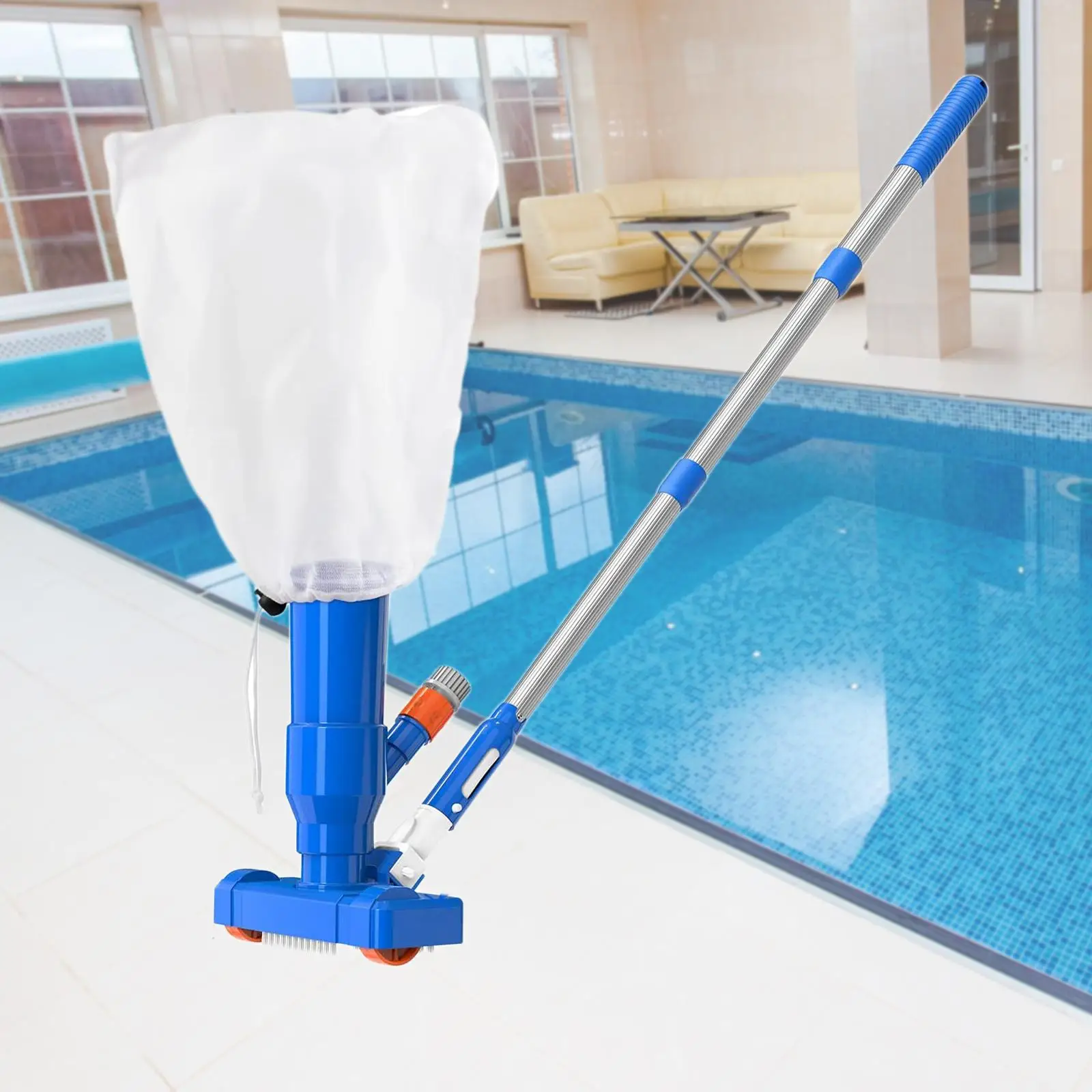 Underwater Pool Vacuum Cleaner Cordless Manual Scrubber Kit with Durable Pole for Home Swimming Pool Spa Fountain Pond Care