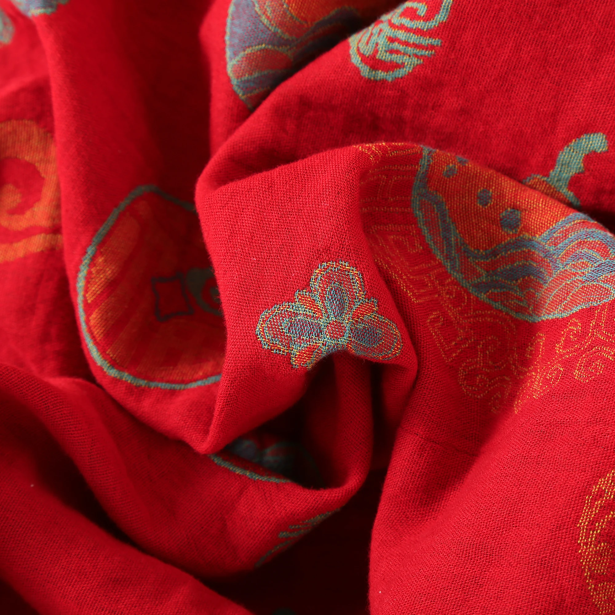 유니섹스 중국 스타일 자카드 파자마 세트 100% 면 거즈 동양식 라운지웨어 호화로운 호박 무늬 탕복 스타일 남성용