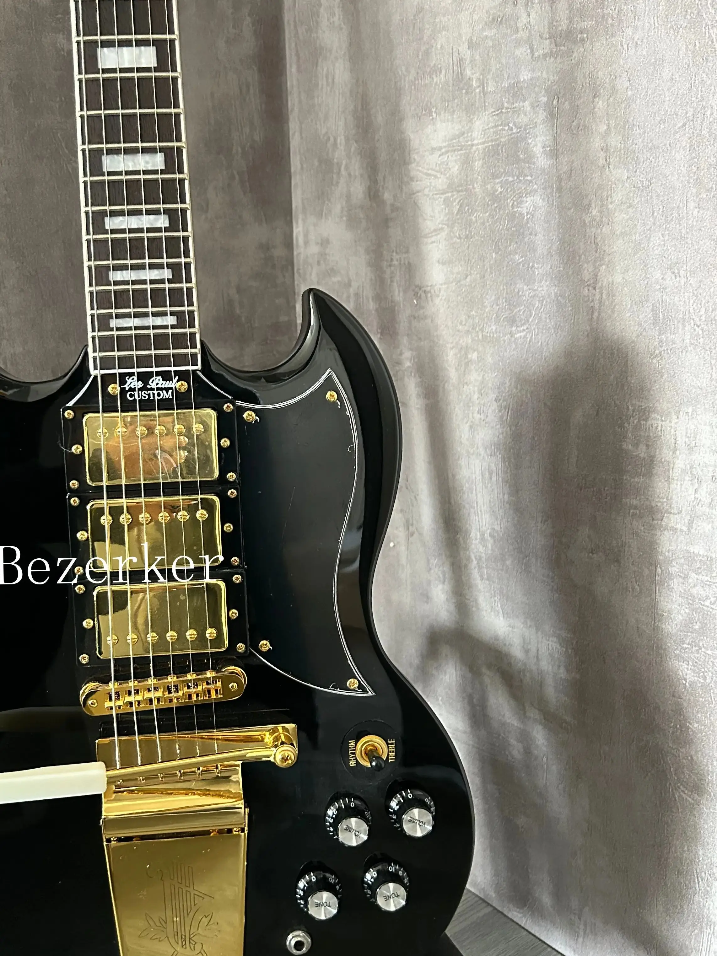 Custom SG Electric Guitar Gold Hardware Mahogany Body Rosewood Fretboard Black ABR-1 Bridge