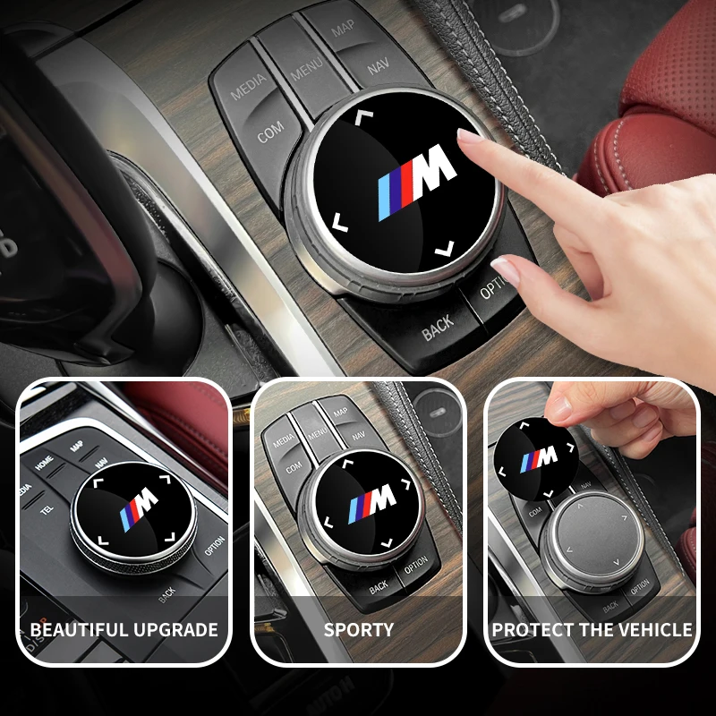 For BMW 3 Series 5 Series G20 G30 X3 X5 F15 F25 G01 G05 7 Series G11 G12 Car Multimedia Knob Badge Stickers Car Accessories