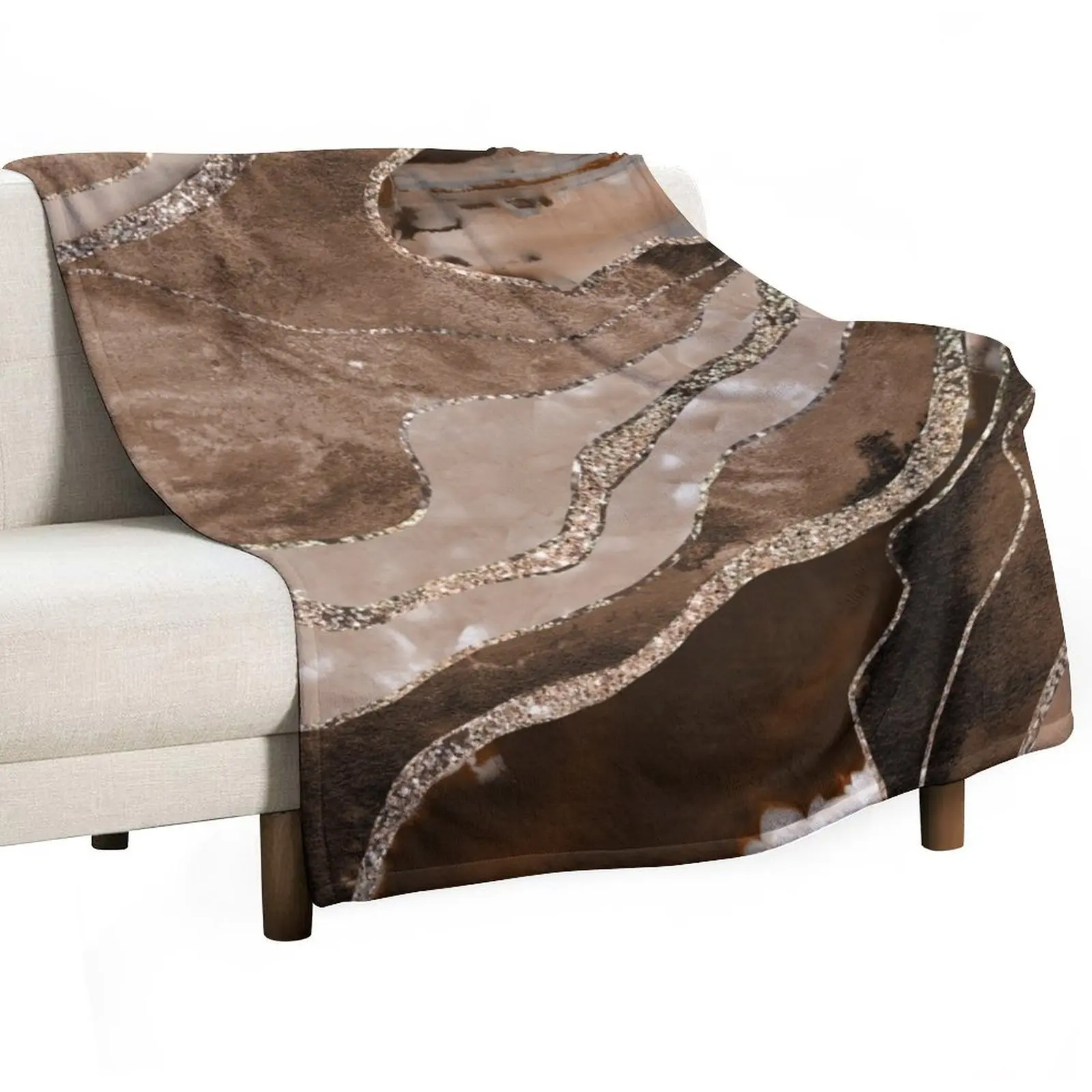 

Brown Marble Agate Gold Glitter Glam #1 (Faux Glitter) #decor #art Throw Blanket manga Giant Sofa Travel Comforter Blankets