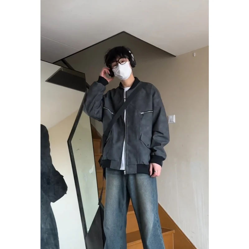 

Мужская куртка-бомбер на молнии в американском уличном стиле, новинка 2024 года, для подростков, с ощущением молодости