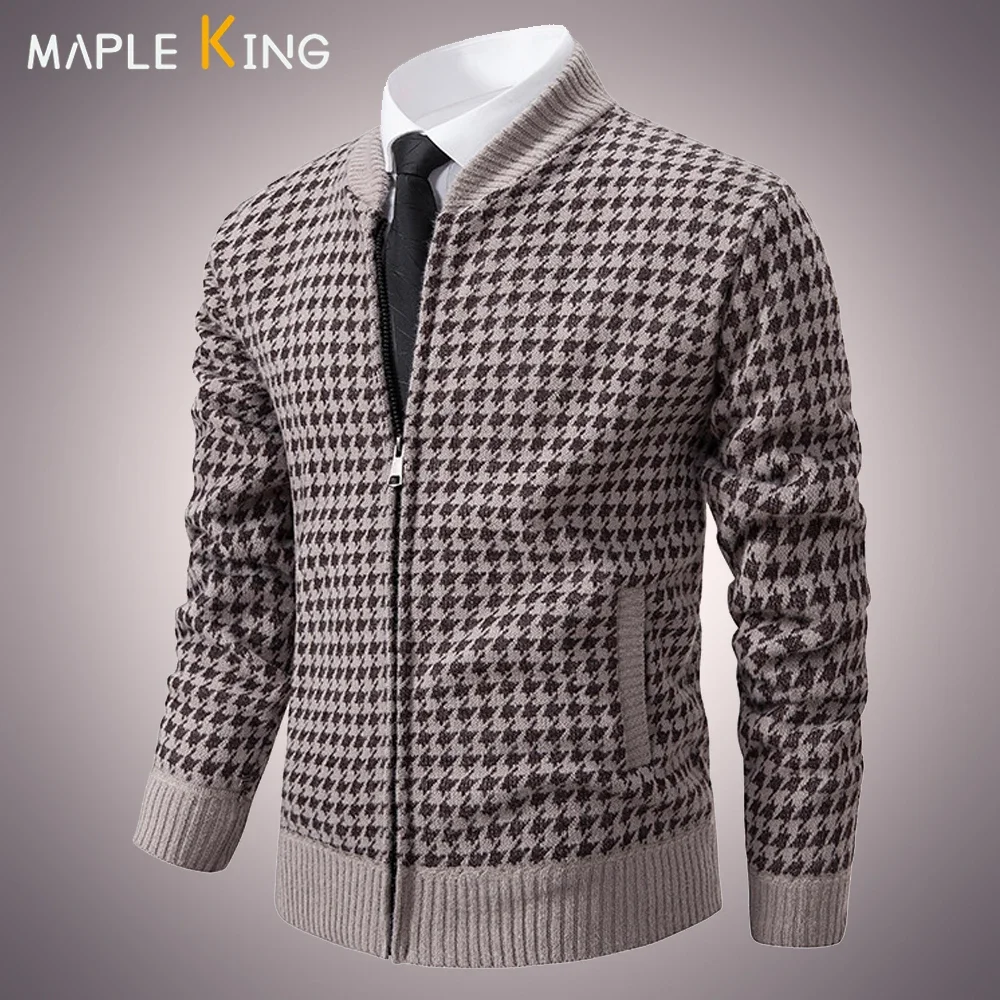 

Autumn Winter Mens Cardigan Sweater Jacket Coats Zipper Warm Fleece Business Slim Sueter Vintage Masculino for Men Jersey Hombre