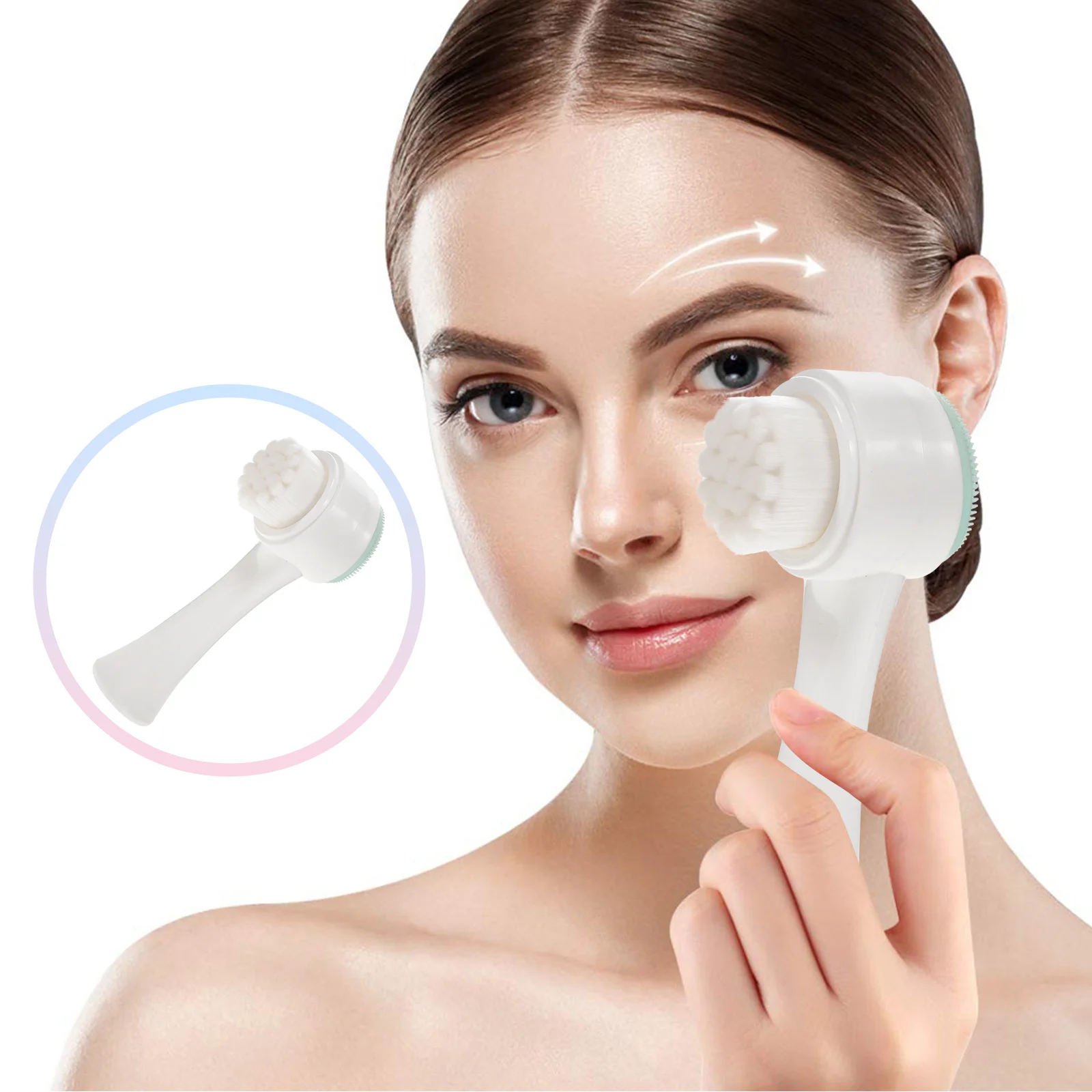 1 stuks dubbelzijdige gezichtsborstel handmatig gezichtsreinigingsapparaat mee-eter poriënreiniging scrub zijkant comfortabele zachte huid
