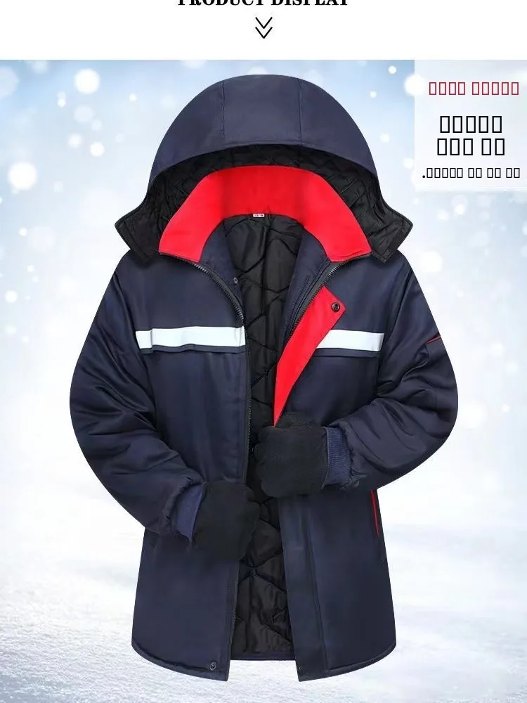 

Thiened, теплая зимняя хлопковая куртка, мужская рабочая одежда, антихолодное хлопковое пальто средней длины, теплая рабочая одежда из смеси полиэфирного волокна